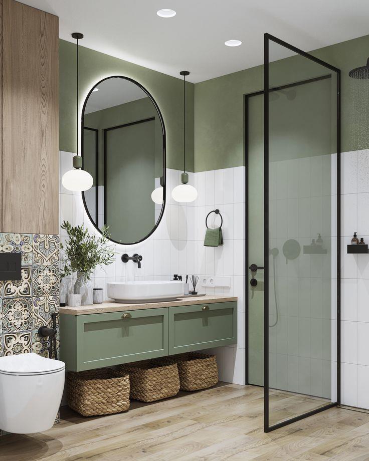 Bagno con mobile verde