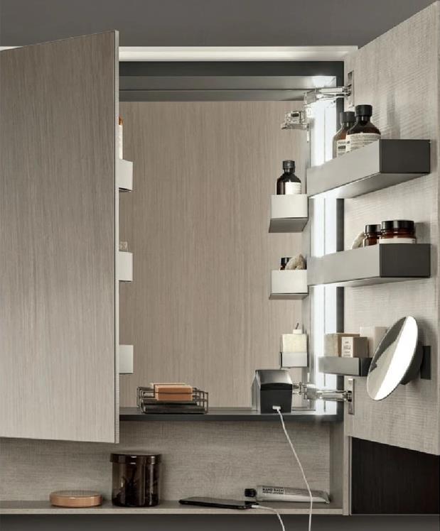 Specchio contenitore 60 cm con illuminazione e due ante