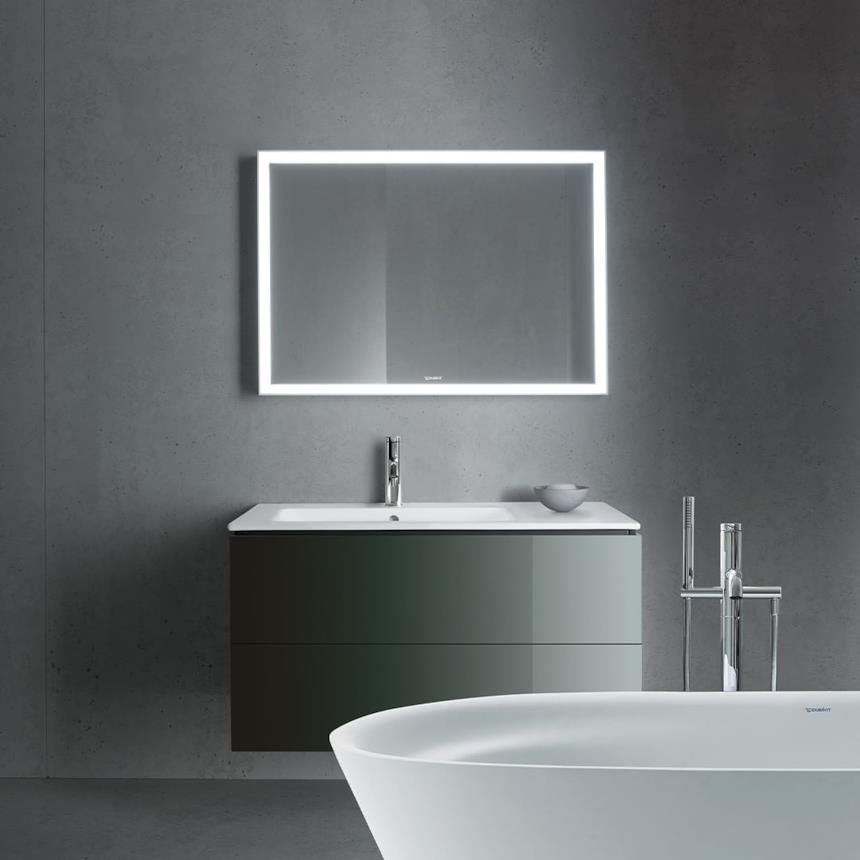 Mobile con lavabo a incasso con piano integrato laterale