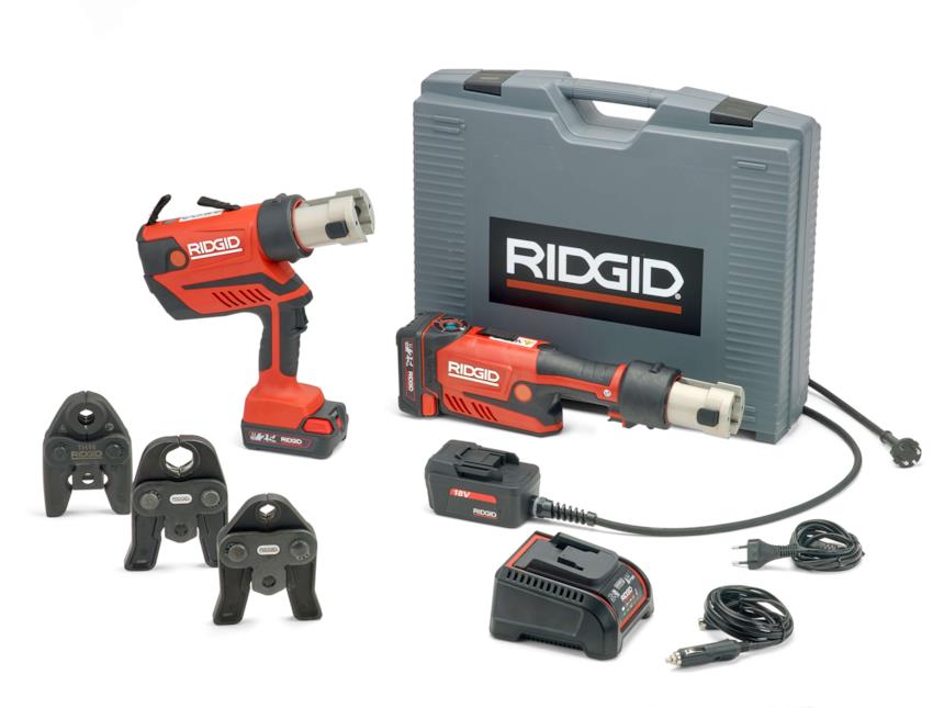 Il kit completo della nuova pressatrice Ridgid con motore brushless