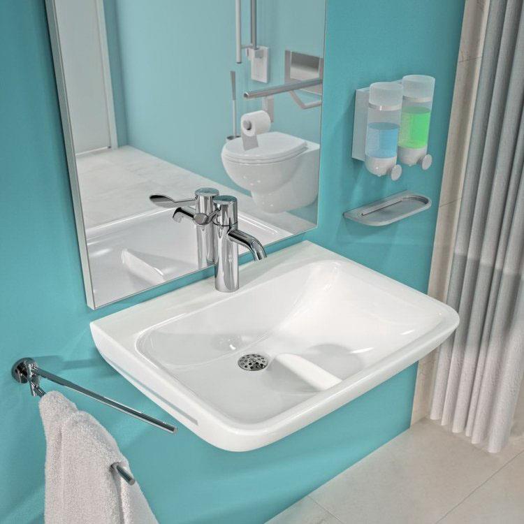 Lavabo a mensola per disabili con rubinetteria a presa facile