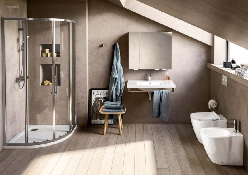 Bagno classico con piatto doccia angolare Ultraflat New di Ideal Standard