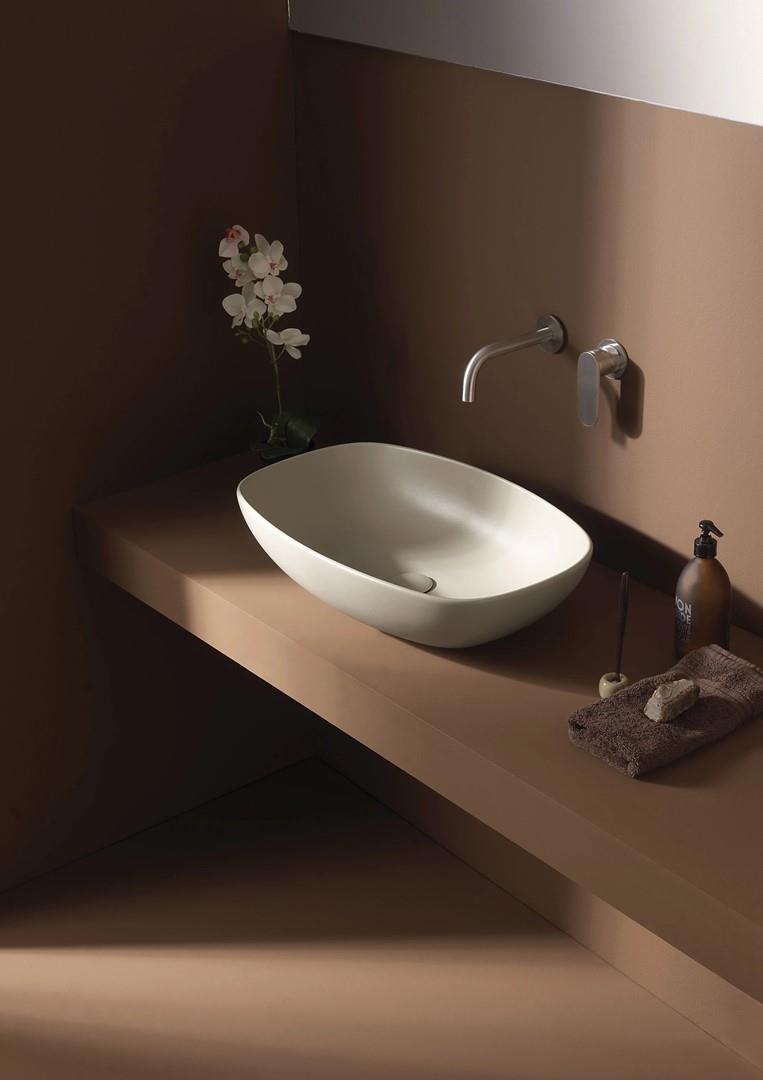 composizione bagno marrone lavabo beige Flaminia