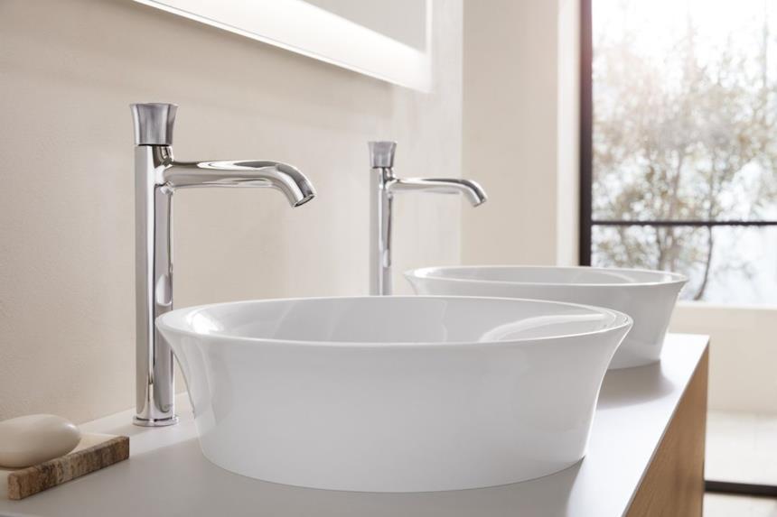 Lavabo da appoggio Duravit White Tulip vista laterale