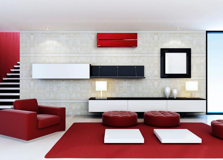 Climatizzatore Mitsubishi MSZ-LN Kirigamine Style in un soggiorno moderno