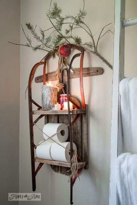 Porta cartaigienica a slitta decorato in stile natalizio