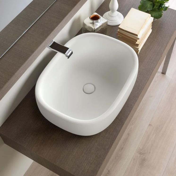 Lavabo da appoggio bianco opaco