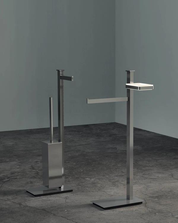 Piantana con porta rotolo e porta scopino