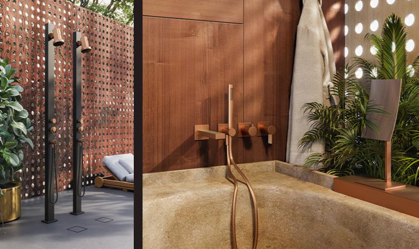 Doccetta e miscelatore bronzo per vasca 