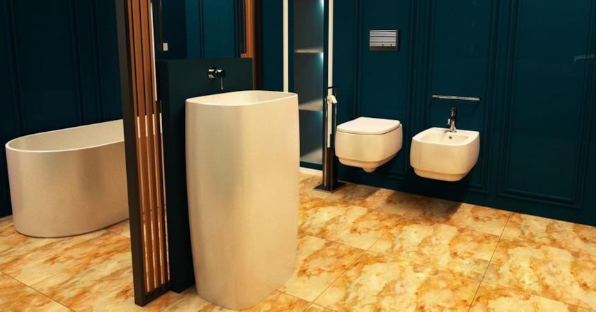 Composizione bagno retrò con lavabo freestanding bianco Flaminia Monoflag