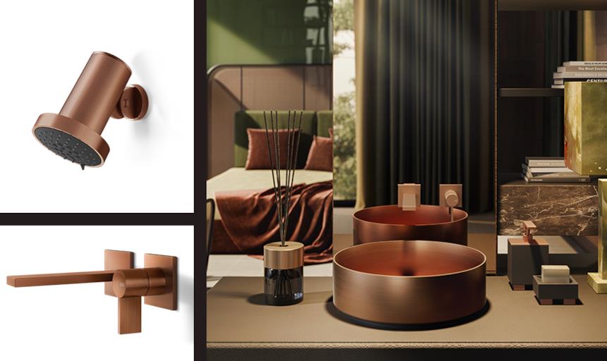 Lavello tondo in metallo Inverso color bronzo 