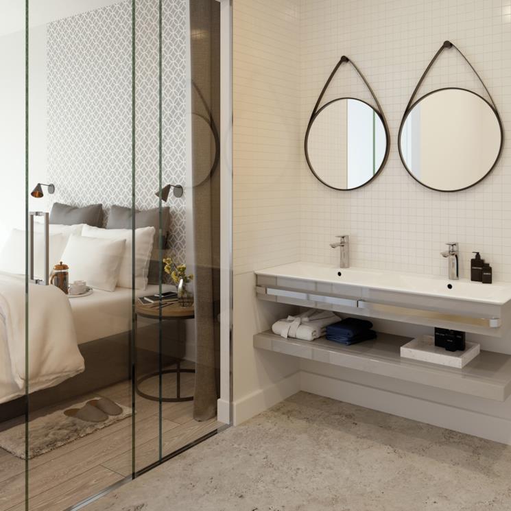 Composizione bagno moderno con lavabi Connect Air di Ideal Standard