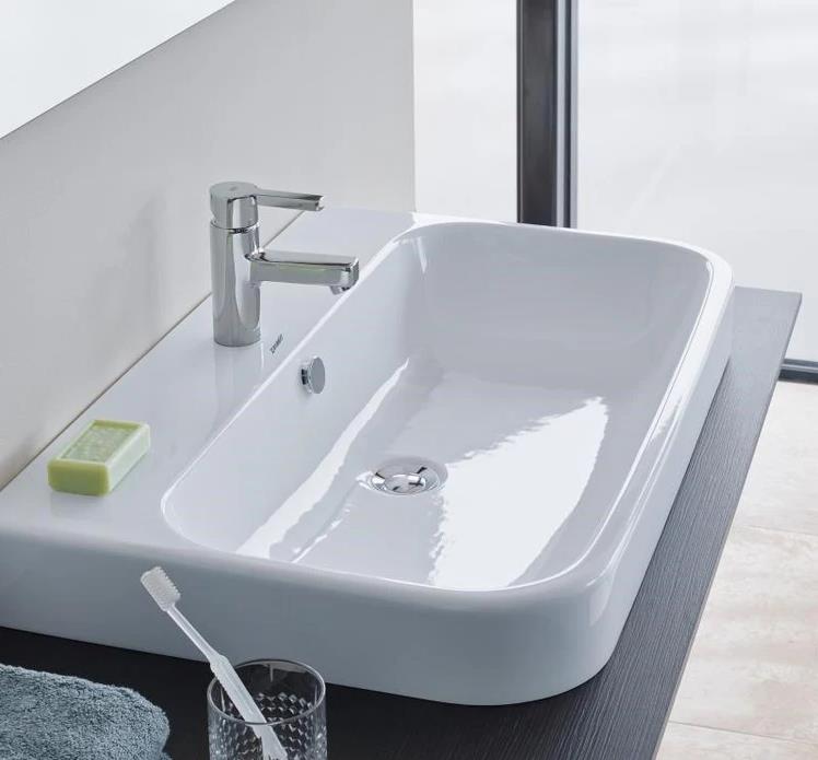 Lavabo consolle rettificato 120 cm, monoforo, con troppopieno 