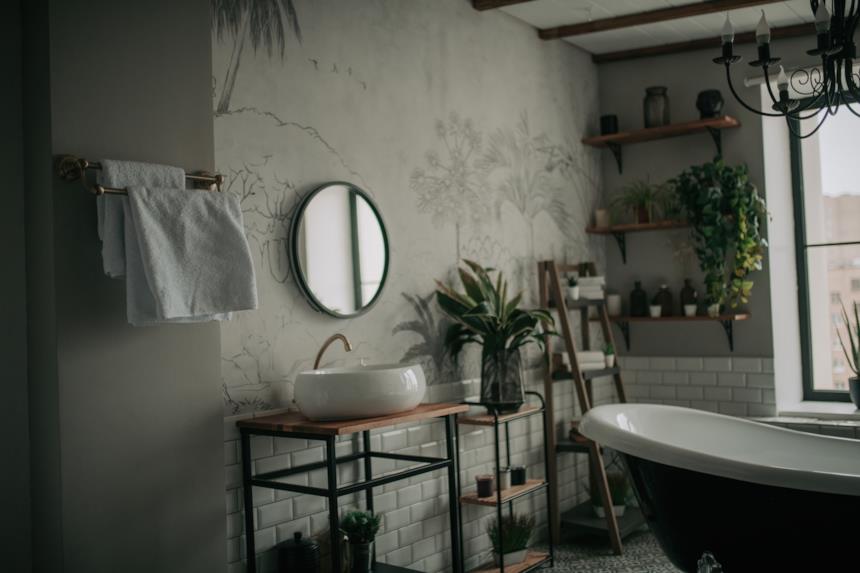 Bagno retrò e industriale 