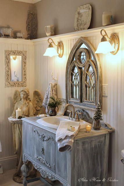 Quadretti shabby chic decoro casa bagno