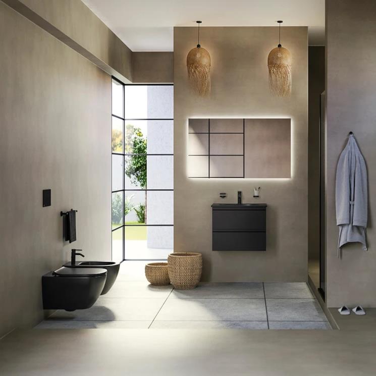 Bagno completo con santari sospesi neri
