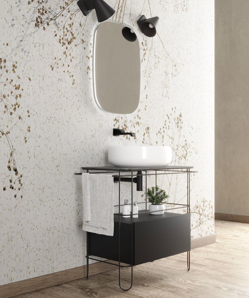 Mobile piccolo in acciaio inox filo di Flaminia