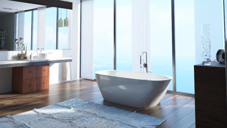 Bagno Feng Shui con parquet