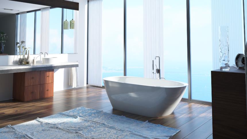 Bagno Feng Shui con parquet 