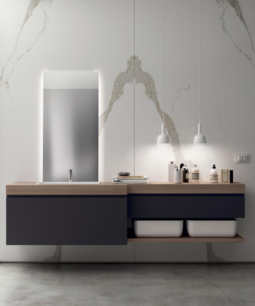 Bagno moderno grigio e nero