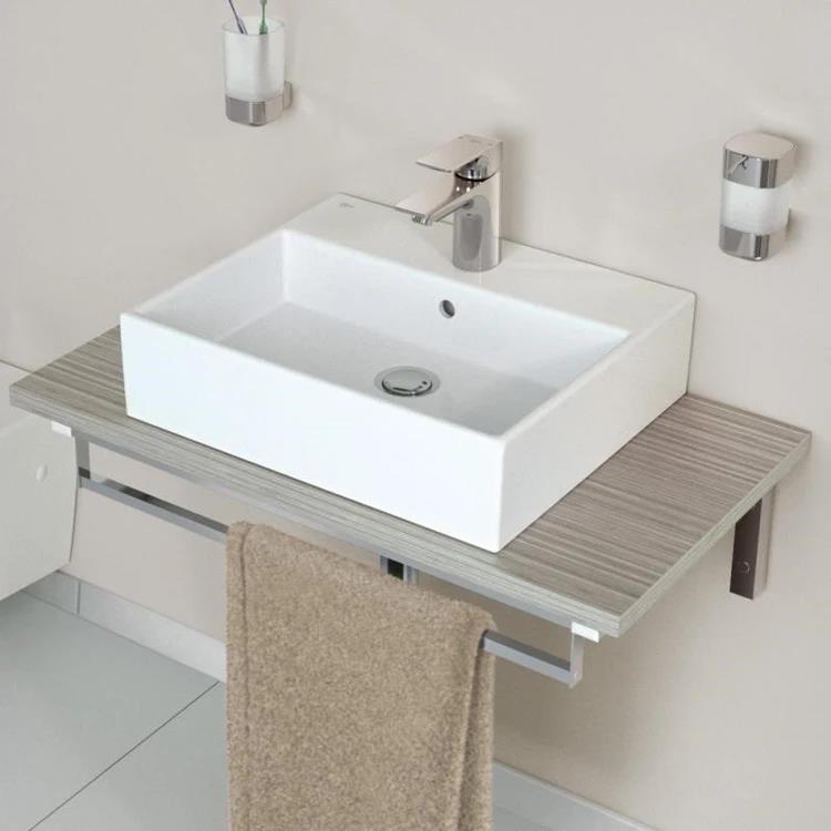 Lavabo rettangolare con troppapieno 
