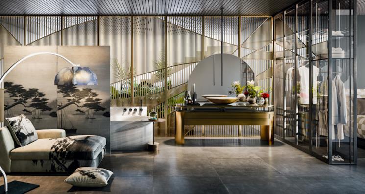 Stanza da bagno arredata con la collezione Gessi Anello 