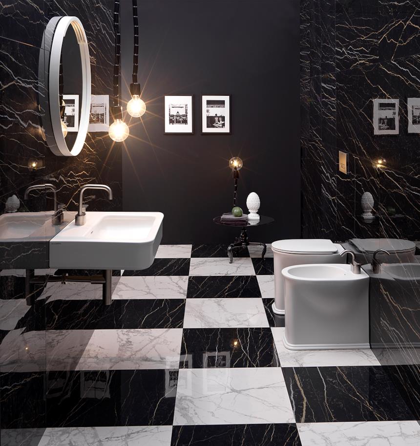 Bagno bianco e nero Flaminia serie Madre