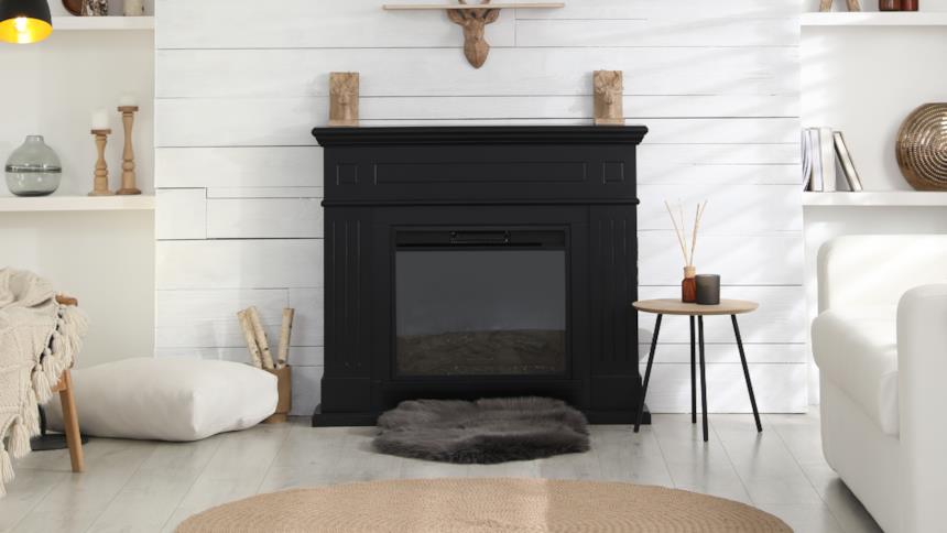 Camino elettrico spento in soggiorno 