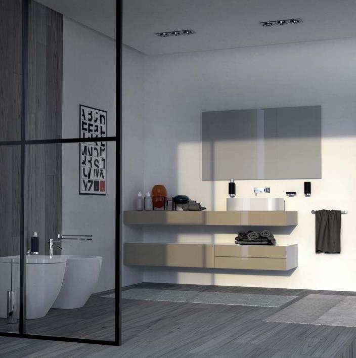 Composizione bagno moderno con accessori neri
