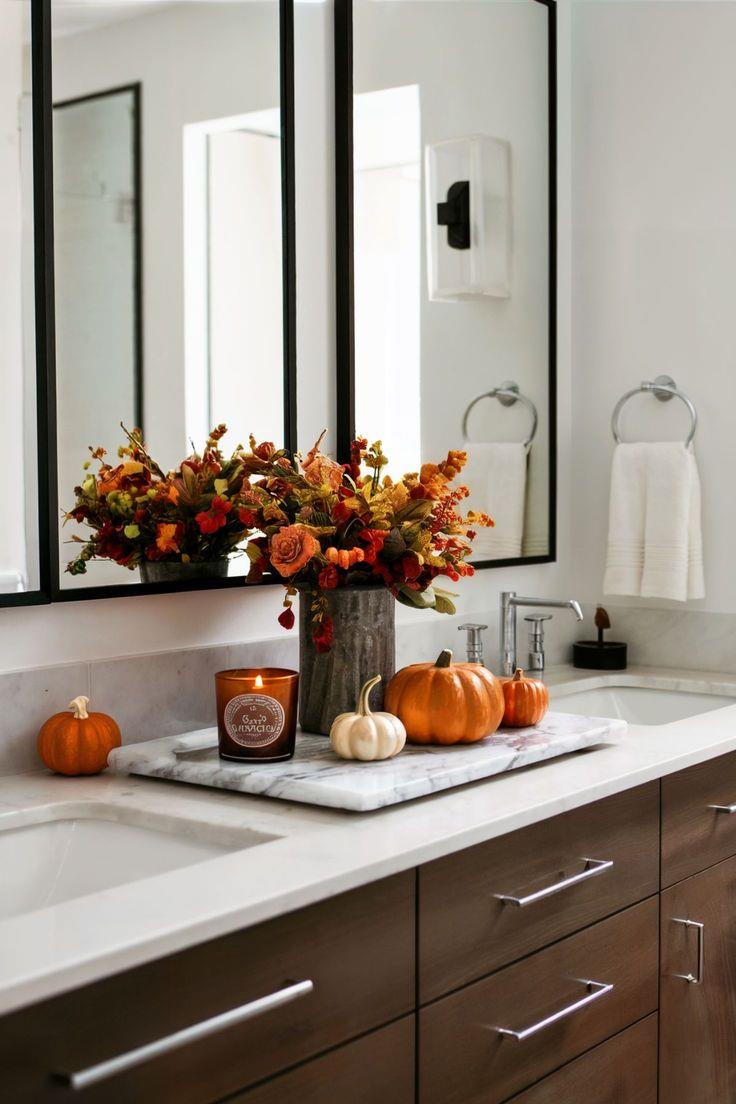 Bagno con decori autunnali