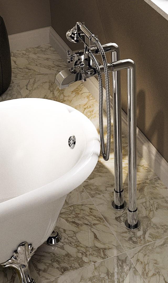 Rubinetto vintage a pavimento per vasca Flaminia Evergreen