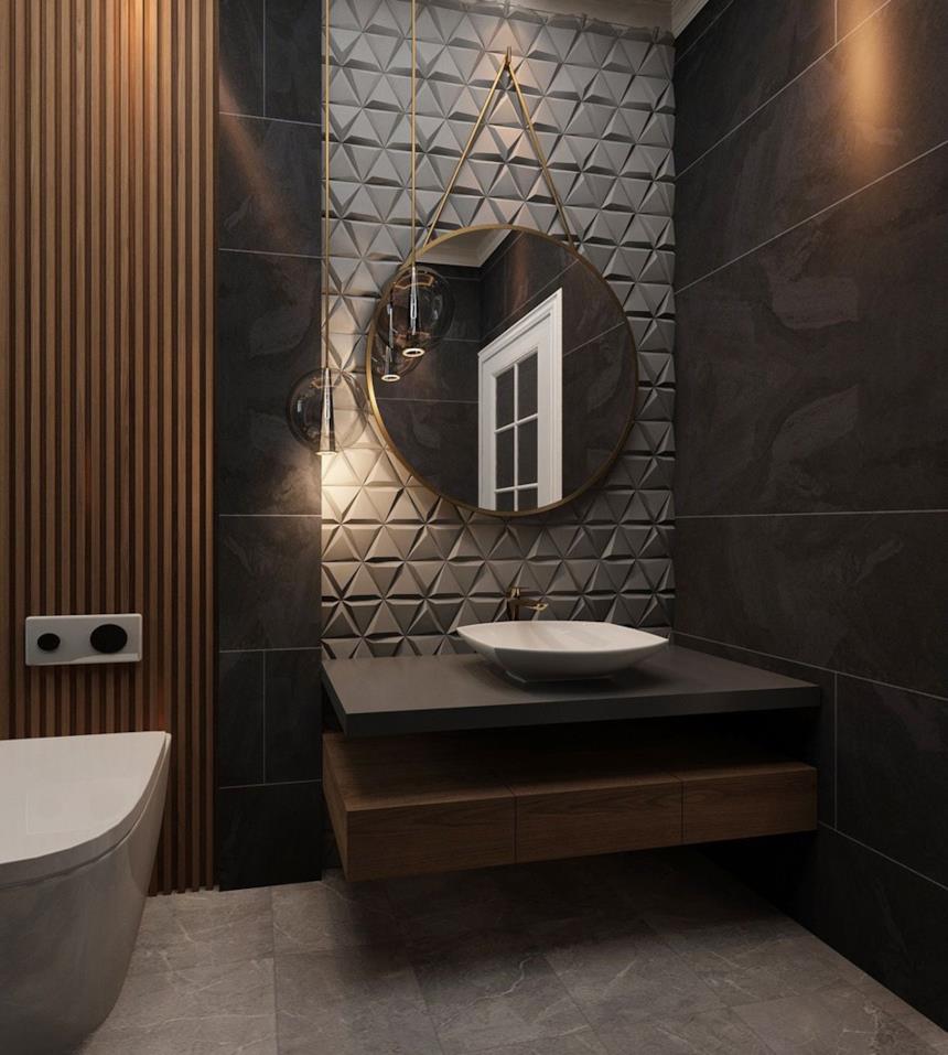 Bagno piccolo nero e marrone