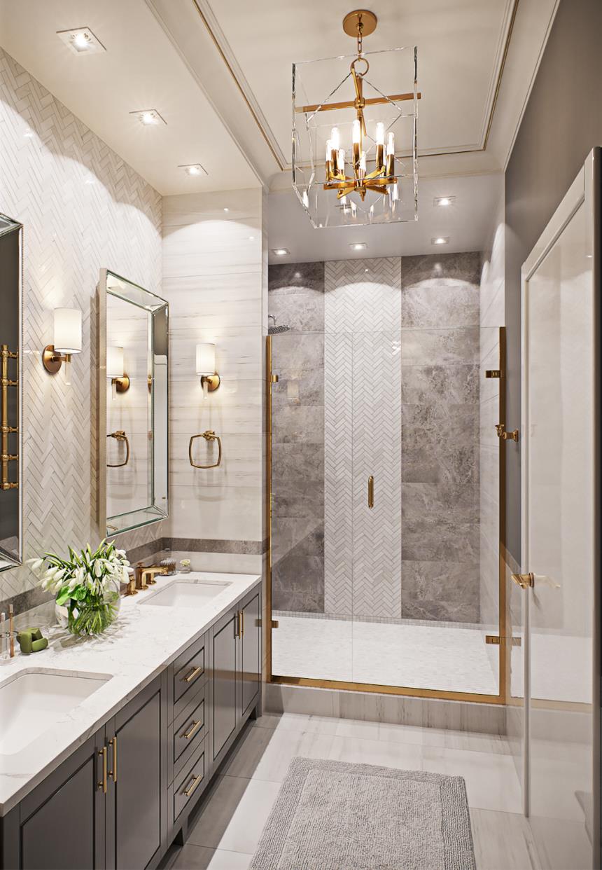 Lampadario di design in bagno 