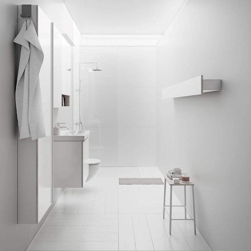Bagno piccolo con mobile sottolavabo bianco Acanto di Geberit