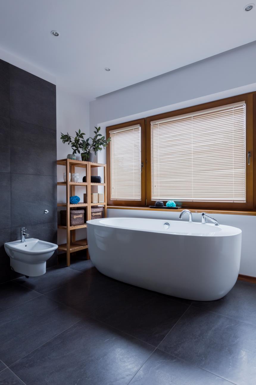 Bidet vicino alla vasca freestanding