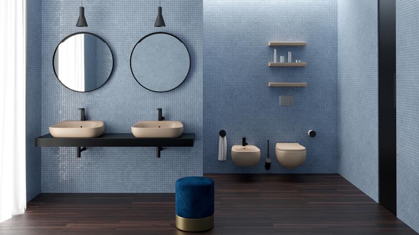 Bgano vintage con ceramiche argilla opaco Fluo di Flaminia