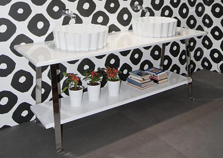 Set lavabi doppio Zero di Flaminia con sfondo retrò