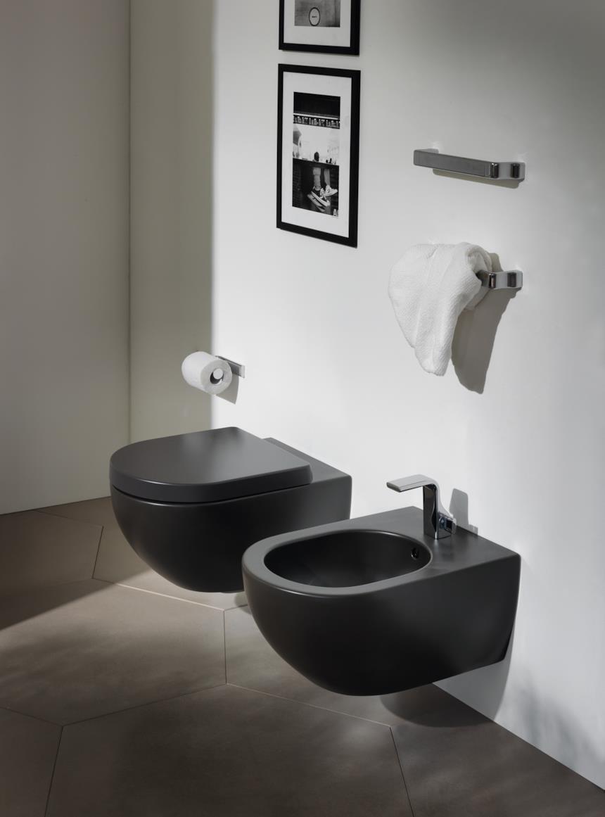 Wc e bidet Flaminia serie App in ceramica nero