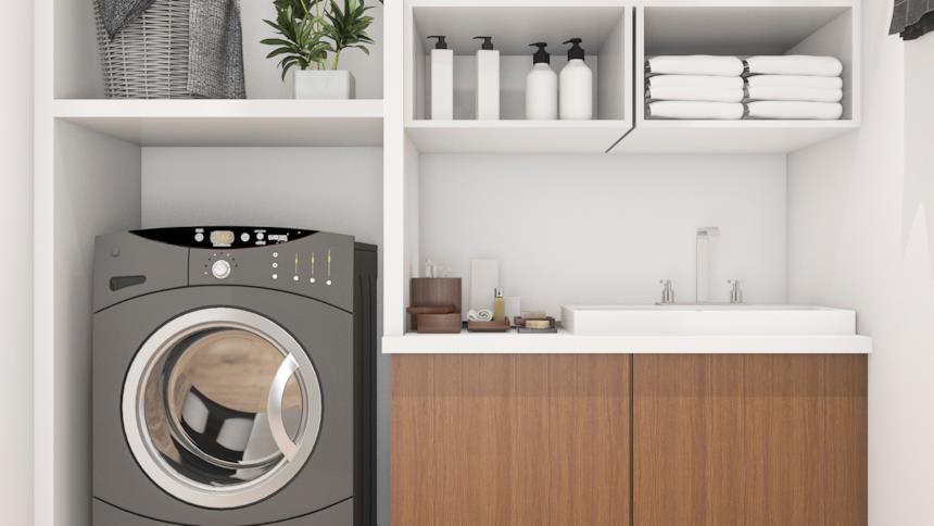 Lavatrice collocata in uno scaffale