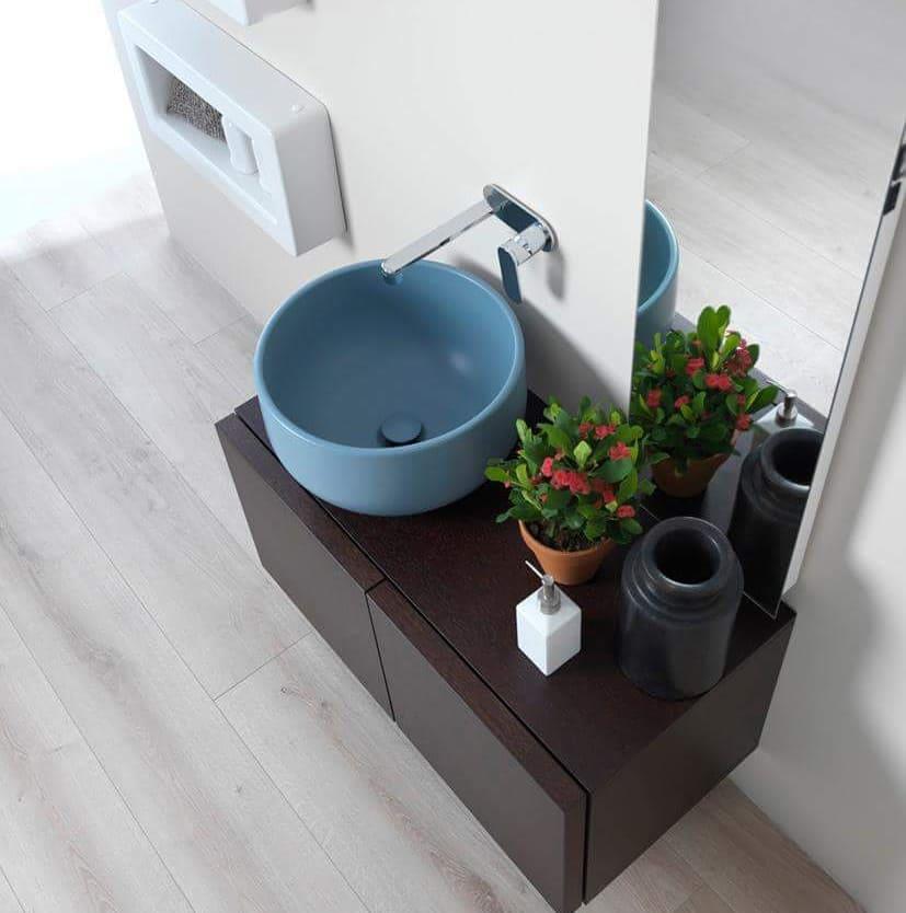 Lavabo d'appoggio Saltodacqua di Flaminia azzurro