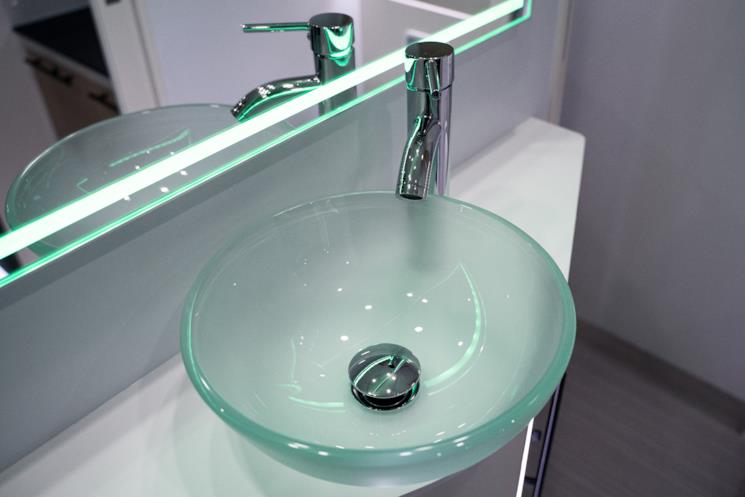 Lavandino tondo in vetro trasparente opaco 