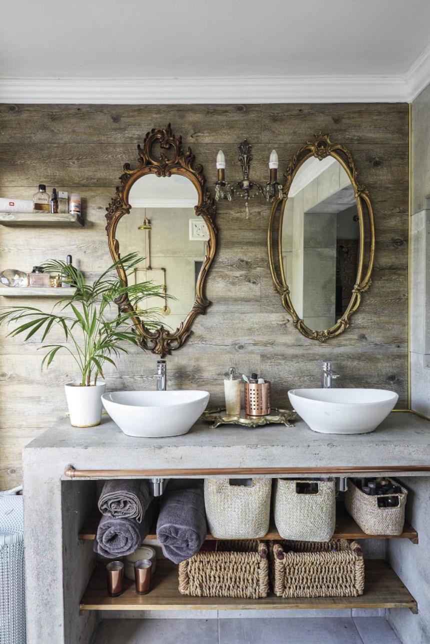 Portalavabo in pietra con specchi 