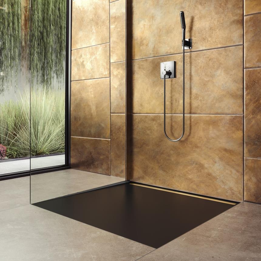 Piatto doccia nero filo pavimento Superplan di Kaldewei