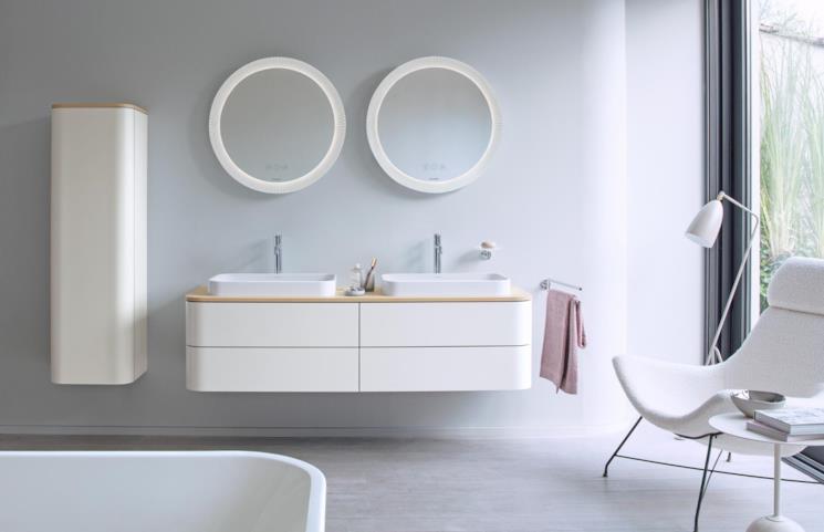 Composizione bagno con mobile bianco panna Duravit D.2 Plus