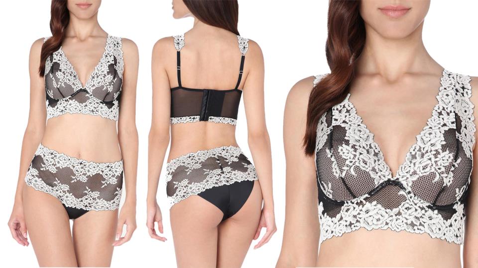 Bralette nera Intimissimi Pretty Flowers Bralette nera in pizzo Intimissimi Pretty Flowers