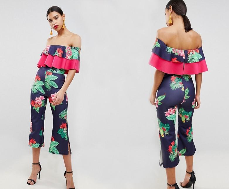 Tuta da cerimonia elegante a fiori Jumpsuit elegante a fiori
