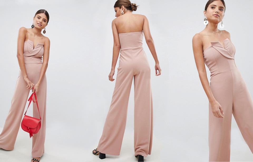 Tuta elegante da cerimonia rosa cipria Jumpsuit da cerimonia rosa cipria