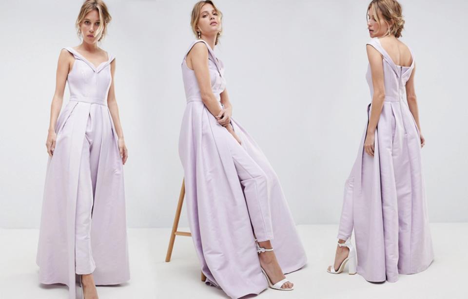 Tuta elegante con gonna a mantella Jumpsuit da cerimonia con gonna a mantella
