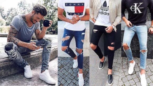 jeans strappati da uomo i modelli di moda nell'estate 2018