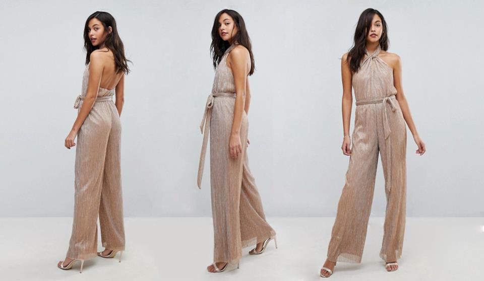 Tuta elegante metalizzata Jumpsuit da cerimonia metallizzata